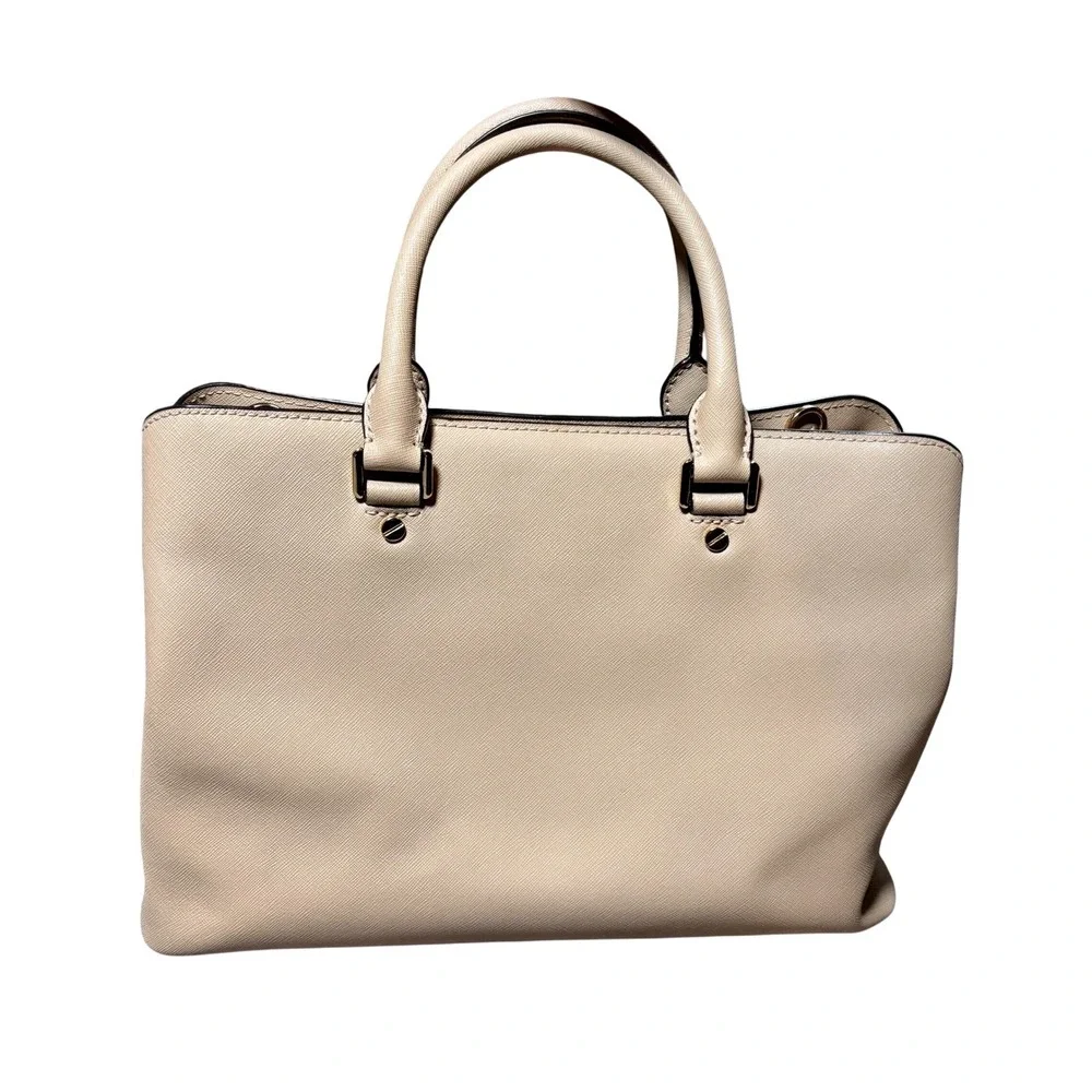 Michael Kors‎ Beige Saffiano Leather Satchel Handbag Gold Hardware Neutral Tote